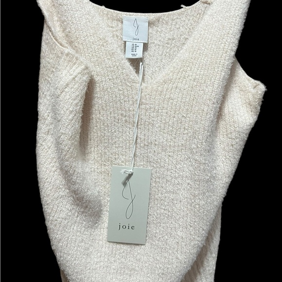Joie NWT Cream Super Soft Ribbed Knit Tank Sweater Size Medium - Picture 6 of 12